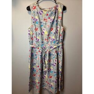 Circus Adrien‎ Walsh Blue Goldfish Koi Floral Cotton Sleeveless Midi Dress UK 18